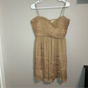 BCBGeneration asymmetric ruffle champagne shimmery hoco dress size large 12